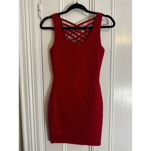 Vintage Forever 21 Red Bodycon Mini Dress Size Small Y2K‎ 2000s Sleeveless